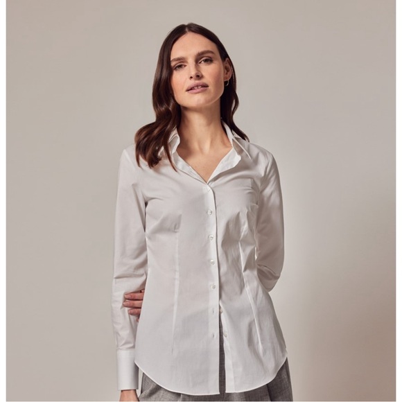 NWT Hawes & Curtis Fitted Vintage White Button Down Blouse Sz UK 14 - Picture 4 of 12